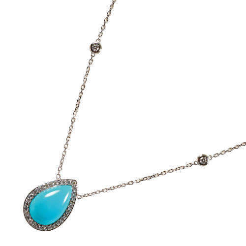 T�RKIS-DIAMANT-ANH�NGER MIT KETTE : (DOBIASCHOFSKY AUKTIONEN AG)