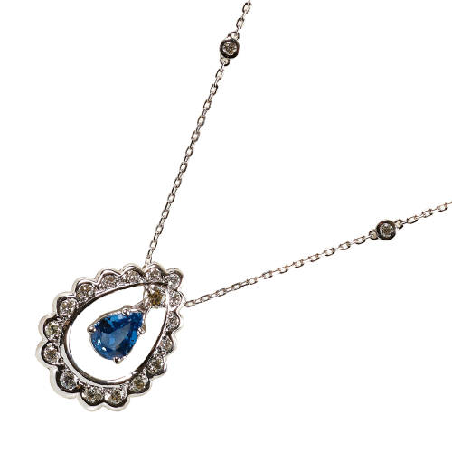 SAPHIR-DIAMANT-ANH�NGER MIT KETTE : (DOBIASCHOFSKY AUKTIONEN AG)