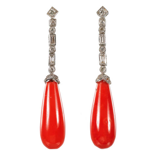 KORALLEN-DIAMANT-OHRH�NGER : (DOBIASCHOFSKY AUKTIONEN AG)