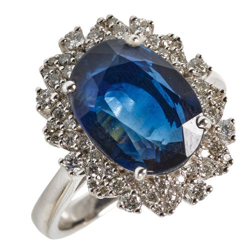 SAPHIR-DIAMANT-RING : (DOBIASCHOFSKY AUKTIONEN AG)