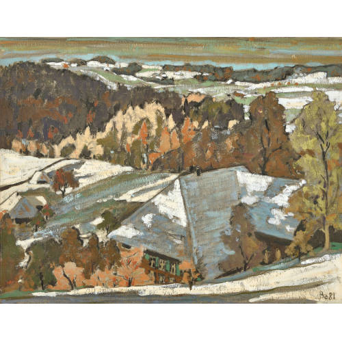 FRED BAUMANN : Winterliche Landschaft mit Bauernh�usern (DOBIASCHOFSKY AUKTIONEN AG)