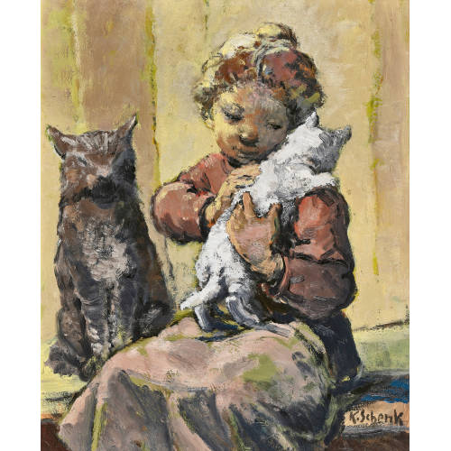 KARL SCHENK : Zwei Katzen (DOBIASCHOFSKY AUKTIONEN AG)