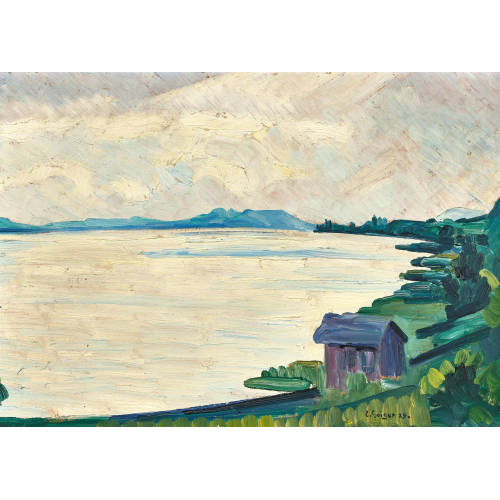ERNST SAMUEL GEIGER : Blick auf den Bielersee bei Schafis (DOBIASCHOFSKY AUKTIONEN AG)