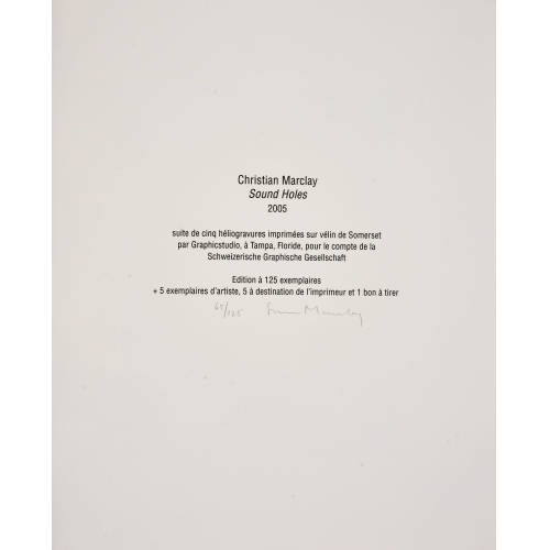 CHRISTIAN MARCLAY : 'Sound Holes' (DOBIASCHOFSKY AUKTIONEN AG)