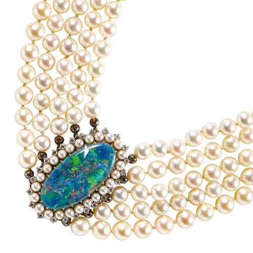 OPAL-BRILLANT-PERLEN-COLLIER : (DOBIASCHOFSKY AUKTIONEN AG)