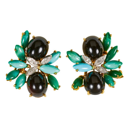 T�RKIS-ONYX-DIAMANT-OHRSTECKER : Bucherer, Luzern (DOBIASCHOFSKY AUKTIONEN AG)