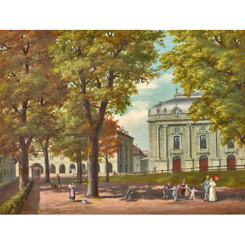ADOLF METHFESSEL : Sommerliche Parkszene vor dem Berner Stadttheater (DOBIASCHOFSKY AUKTIONEN AG)