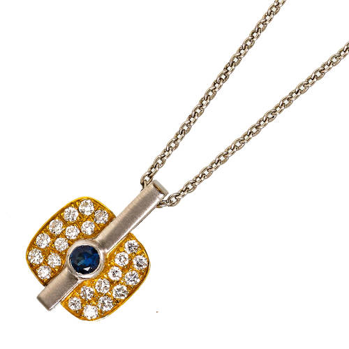 SAPHIR-BRILLANT-ANH�NGER MIT KETTE : (DOBIASCHOFSKY AUKTIONEN AG)