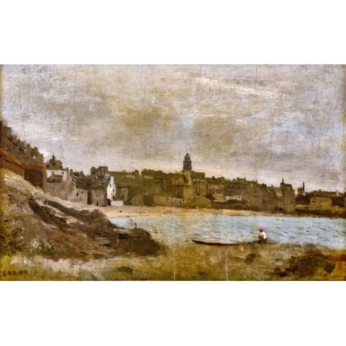 JEAN-BAPTISTE CAMILLE COROT : Une ville au bord de la mer (Bretagne) (DOBIASCHOFSKY AUKTIONEN AG)