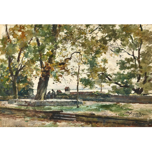 PAUL BOUVIER : Parklandschaft mit Ausblick (DOBIASCHOFSKY AUKTIONEN AG)