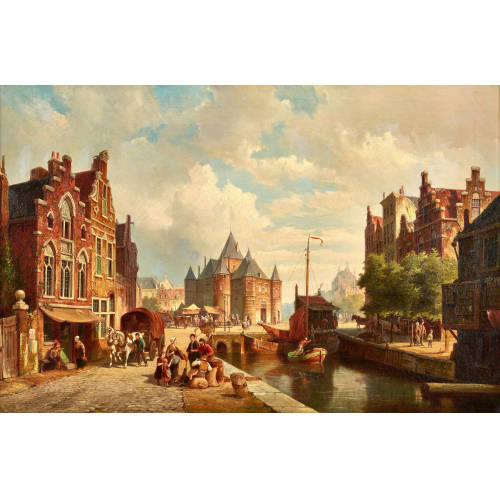 PIETER CORNELIS DOMMERSEN : Amsterdamer Gracht mit De Waag (DOBIASCHOFSKY AUKTIONEN AG)
