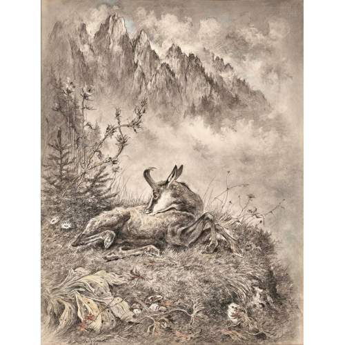 XAVIER DE PORET : Chamois reposant (DOBIASCHOFSKY AUKTIONEN AG)