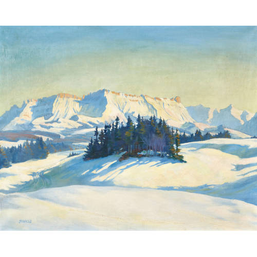 PAUL WYSS : Westansicht der Schrattenfluh an einem sonnigen Wintertag (DOBIASCHOFSKY AUKTIONEN AG)