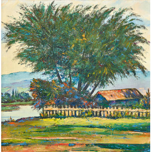 LOUIS D�RR : Grosser Baum im Garten am Fluss (DOBIASCHOFSKY AUKTIONEN AG)