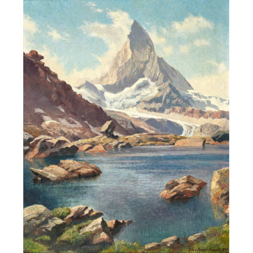 EDUARD FREIHERR VON HANDEL-MAZZETTI : Riffelsee mit Matterhorn (DOBIASCHOFSKY AUKTIONEN AG)