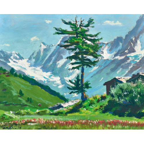 ALBERT NYFELER : 'Am H�henweg' (Nyfeler-Baum auf der Alp B�hl im L�tschental) (DOBIASCHOFSKY AUKTIONEN AG)