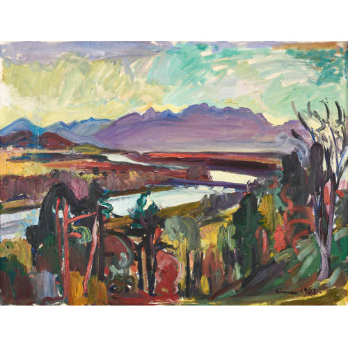 CARL WALTER LINER : Flusslandschaft mit Br�cke (DOBIASCHOFSKY AUKTIONEN AG)