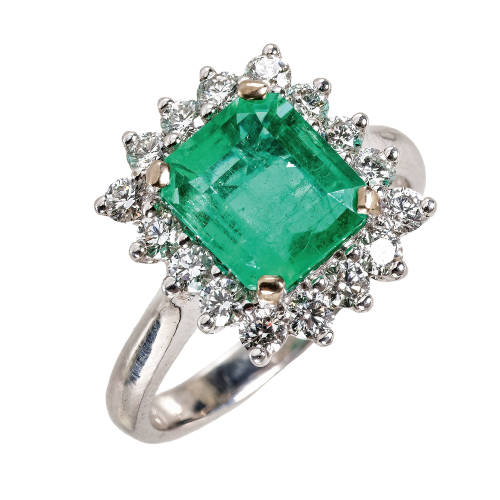 SMARAGD-DIAMANT-RING : (DOBIASCHOFSKY AUKTIONEN AG)