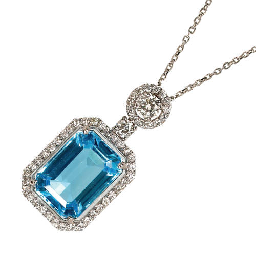 AQUAMARIN-DIAMANT-ANH�NGER MIT KETTE : (DOBIASCHOFSKY AUKTIONEN AG)