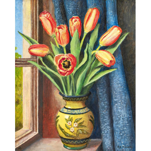 PAUL ANDR� F�LIX ROBERT : Tulpenstillleben auf Fensterbank (DOBIASCHOFSKY AUKTIONEN AG)