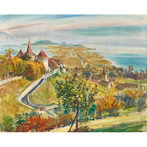 HANNI BAY : Erlach mit Blick auf die St. Petersinsel (DOBIASCHOFSKY AUKTIONEN AG)