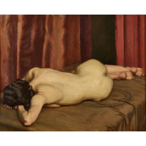 CHARLES HENRY HARRISON BURLEIGH : Femme nue allong�e (DOBIASCHOFSKY AUKTIONEN AG)