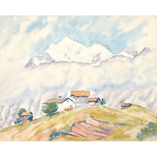 ULRICH WILHELM Z�RICHER : Randa im Mattertal mit Weisshorn (DOBIASCHOFSKY AUKTIONEN AG)