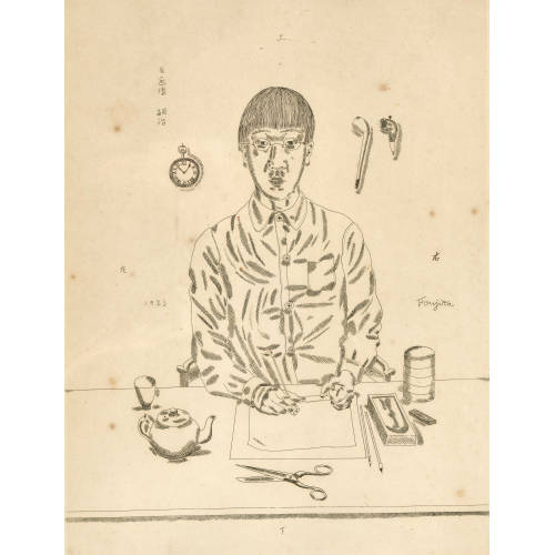 TSUGUHARU L�ONARD FOUJITA : 'Autoportrait � la table de travail' (DOBIASCHOFSKY AUKTIONEN AG)