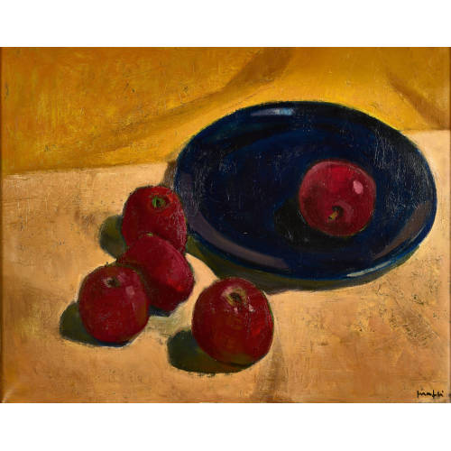 WALTER MAFLI : Stillleben mit �pfeln und blauer Schale (DOBIASCHOFSKY AUKTIONEN AG)