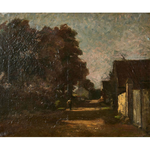 AUGUSTE POINTELIN : Chemin de village au soleil couchant (DOBIASCHOFSKY AUKTIONEN AG)