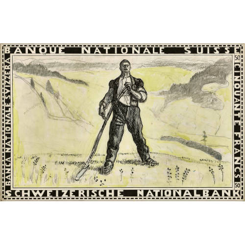 FERDINAND HODLER : 'Der ruhende M�her (Entwurf f�r die F�nfzigfrankennote)' (DOBIASCHOFSKY AUKTIONEN AG)