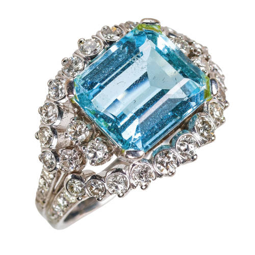 AQUAMARIN-BRILLANT-RING : (DOBIASCHOFSKY AUKTIONEN AG)