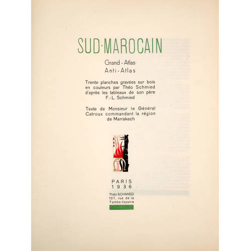 FRAN�OIS-LOUIS SCHMIED : 'Sud-Marocain. Grand-Atlas. Anti-Atlas' (DOBIASCHOFSKY AUKTIONEN AG)