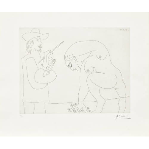 PABLO PICASSO : 'Peintre et femme cueillant des fleurs' (DOBIASCHOFSKY AUKTIONEN AG)