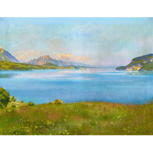 MARCUS JACOBI : Thunersee mit Stockhornkette (DOBIASCHOFSKY AUKTIONEN AG)