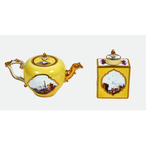 TEEK�NNCHEN UND TEEDOSE : Meissen, um 1735 (K�nigliche Porzellan Manufaktur) (DOBIASCHOFSKY AUKTIONEN AG)