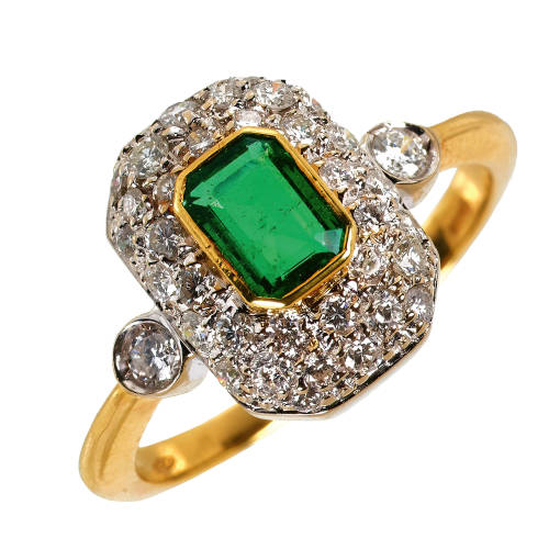 SMARAGD-BRILLANT-RING : (DOBIASCHOFSKY AUKTIONEN AG)