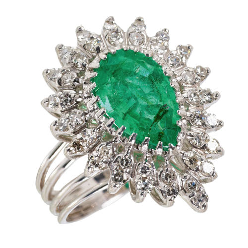 SMARAGD-DIAMANT-RING : (DOBIASCHOFSKY AUKTIONEN AG)