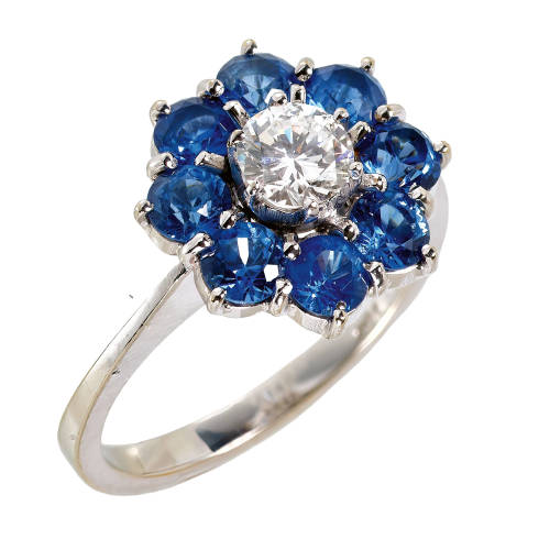 SAPHIR-BRILLANT-RING : (DOBIASCHOFSKY AUKTIONEN AG)