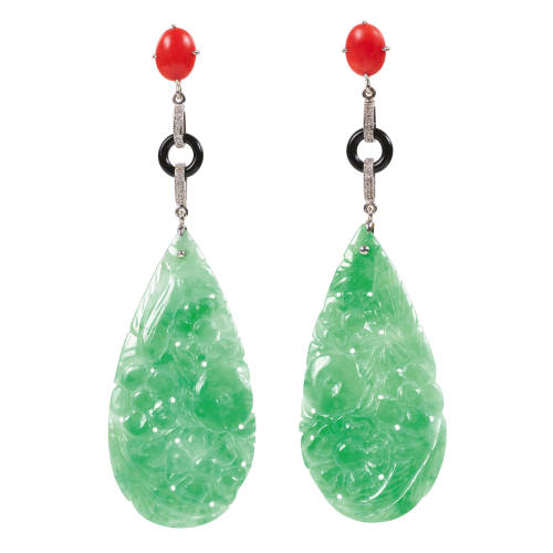 JADE-BRILLANT-OHRH�NGER : (DOBIASCHOFSKY AUKTIONEN AG)