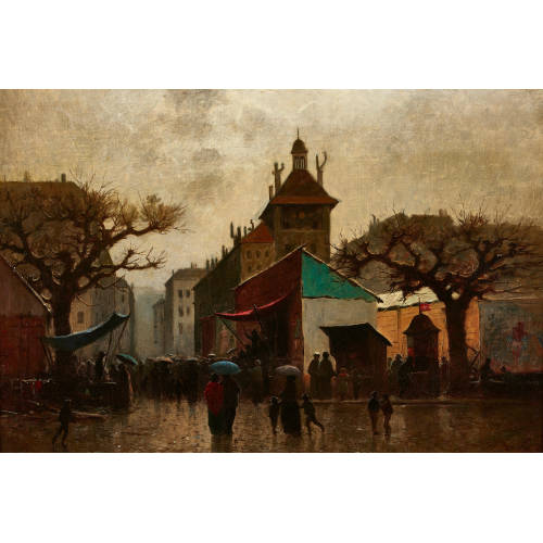 GUSTAVE ELIS�E JULES CASTAN : La place Bel-Air � Gen�ve (DOBIASCHOFSKY AUKTIONEN AG)