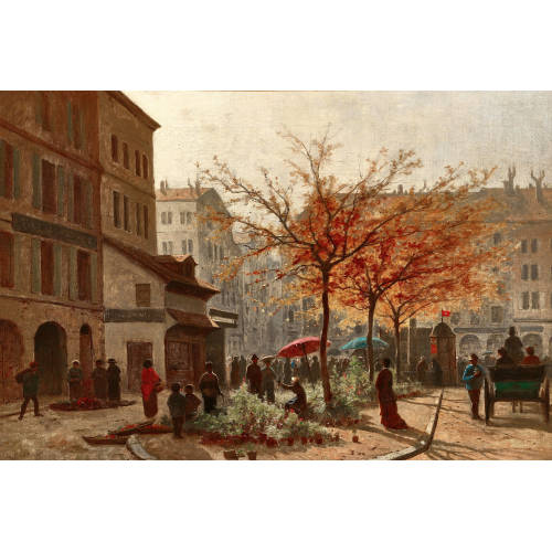 GUSTAVE ELIS�E JULES CASTAN : Sc�ne de rue � Gen�ve (DOBIASCHOFSKY AUKTIONEN AG)