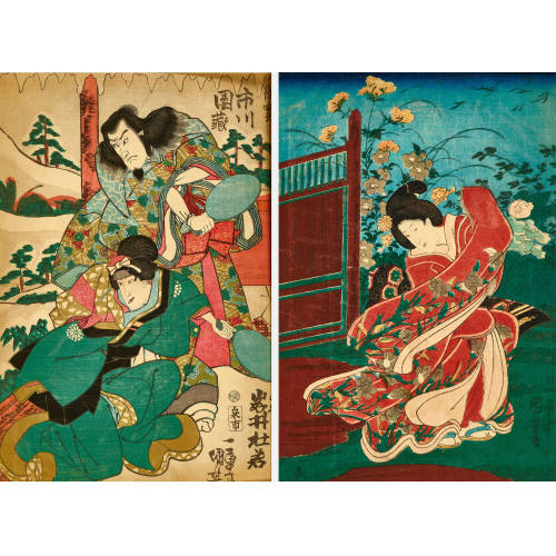 KUNIYOSHI UTAGAWA : Paar Figurenszenen (DOBIASCHOFSKY AUKTIONEN AG)