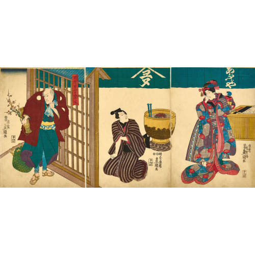 KUNISADA (TOYOKUNI III) UTAGAWA : Triptychon (DOBIASCHOFSKY AUKTIONEN AG)