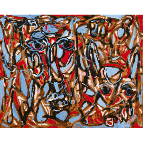 PHILIPPE VISSON : Abstraction avec visages (DOBIASCHOFSKY AUKTIONEN AG)