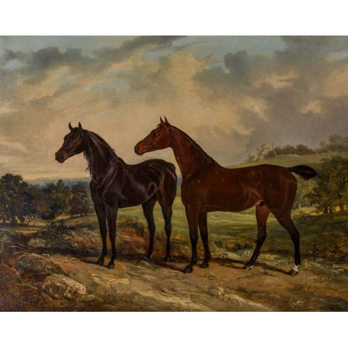 CHARLES HANCOCK : Two horses in a landscape (Dobiaschofsky Auktionen AG)