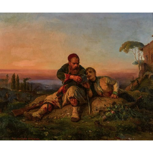 DOUARD-HENRI GIRARDET : Soldaten nach der Schlacht von Solferino (Dobiaschofsky Auktionen AG)