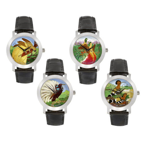 PATEK PHILIPPE : Set of 4 cloisonn wristwatches 'Birds', limited edition (Dobiaschofsky Auktionen AG)