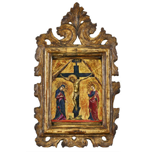 14. JH. VENEZIANISCH : Christus am Kreuz mit Maria und Johannes (Dobiaschofsky Auktionen AG)