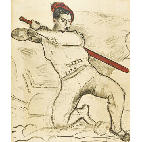 FERDINAND HODLER : Kmpfender Krieger (Ausschnitt aus 'Rckzug von Marignano') (Dobiaschofsky Auktionen AG)